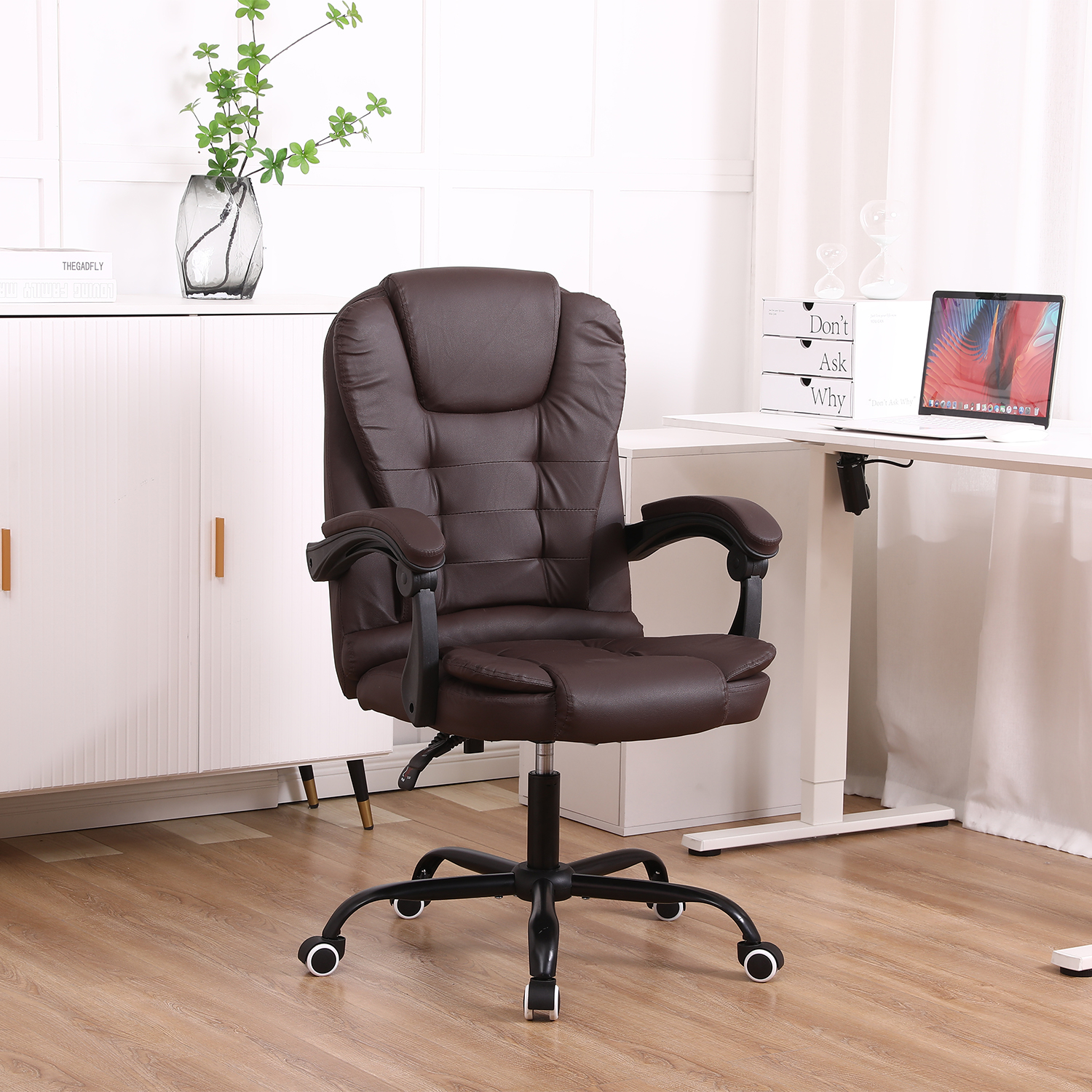 Ergonomic Executive Office Chair,Faux Leather,Adjustable Height 45-55cm — image 2