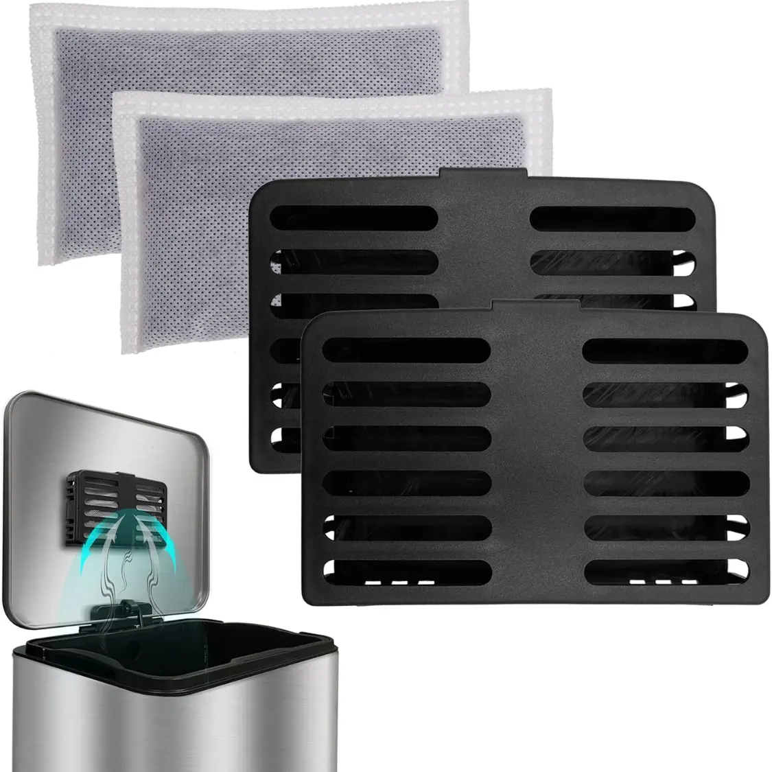 Trash Can Deodorizer Kit Stick-On Activated Carbon