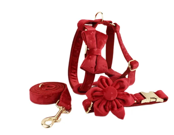 Pet Collar Dog Fabric Velvet Red - Shop at LoveMi