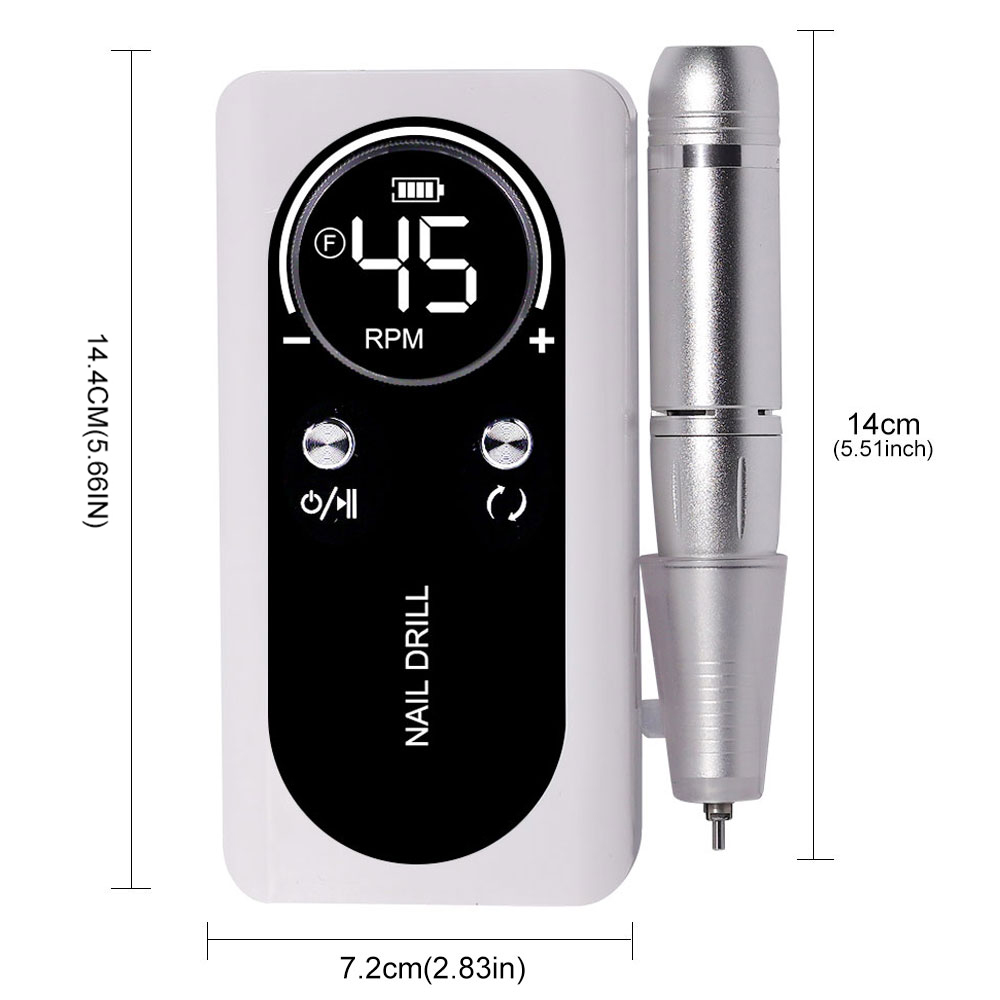 Professional Electric Nail Drill Machine, 45000RPM Rechargeable E-File Nail Drill Cordless, Electric Nail File Kit, Portable Electronic Grinder, Suitable For Nail Polish And Glue Nail Polish Polishing 6