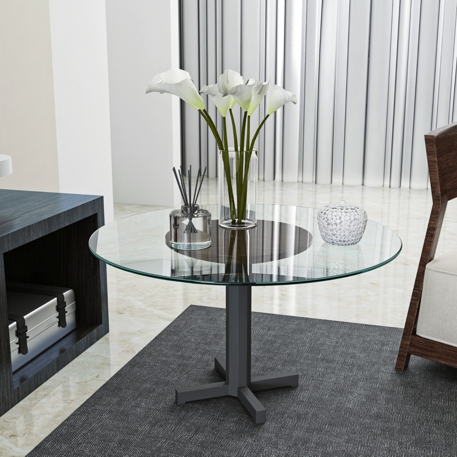 24 Round Tempered Glass Table Top, 1 4 Thick With Polished Edge Transparent - Shop at LoveMi