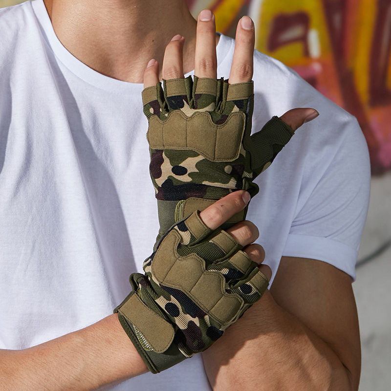 Men's And Women's Camouflage Outdoor Half-finger Gloves