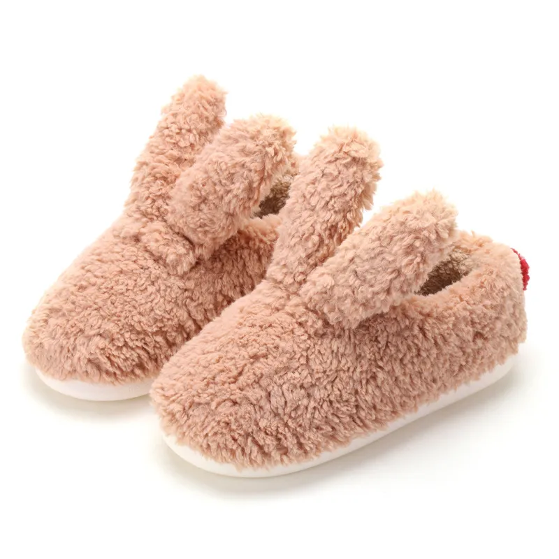 Warm And Non-slip Cute Rabbit Ears Ladies Cotton Shoes - Claret-38To39