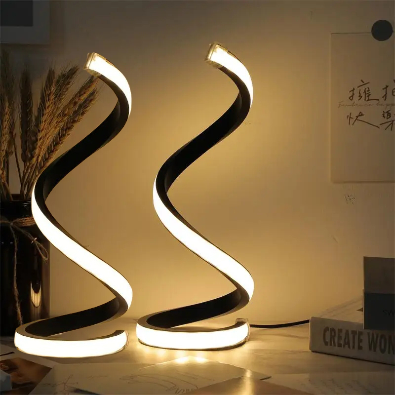 2Pcs Creative Spiral Three-Color Adjustable LED Desk Lamp, T