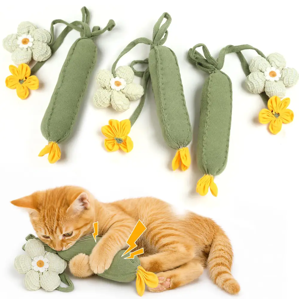 3PCS Cucumber Catnip Toy Cat Kicker Toys for Indoor