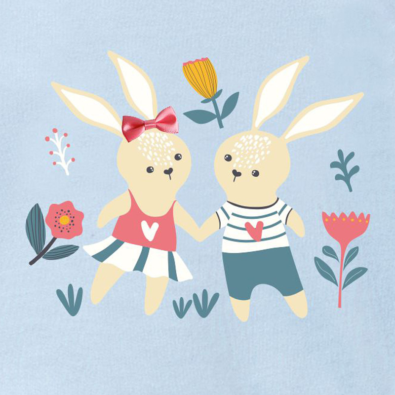 Girls' Suits Autumn New Style Striped Cartoon Bunny Long-sleeved Children's Suit