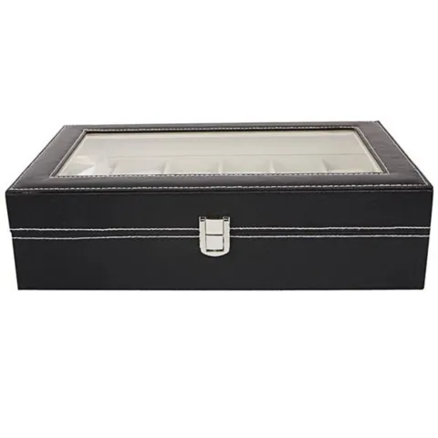 12 Slot Leather Watch Box Display Case Jewelry Organizer