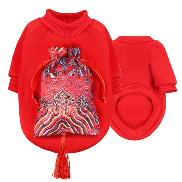 New Year Peking Opera Face Makeup Pet Clothes Red - Shop at LoveMi