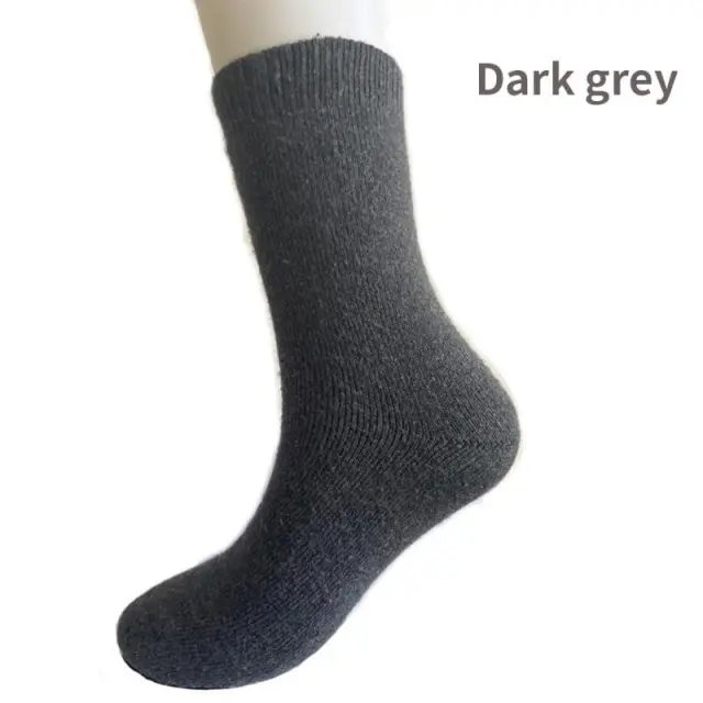 Wool Socks Thickened And Plush Warm Terry Middle Cylinder Dark Grey - Shop at LoveMi