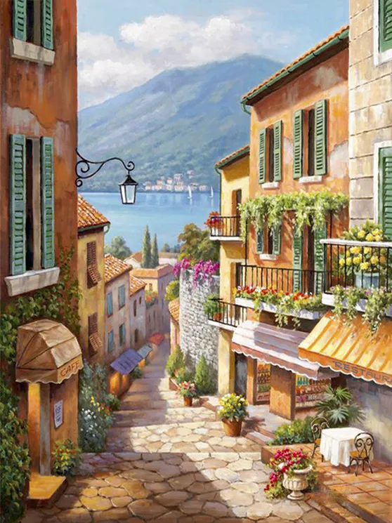 Street Theme Diamond Painting Full 5D Embroidery Landscape Home Decoration Square - Shop at LoveMi