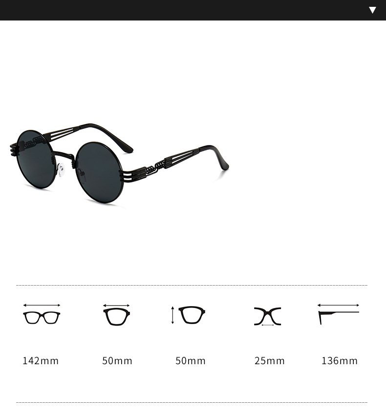 Title 1, Steampunk Sunglasses Round Frame Personality Tr...