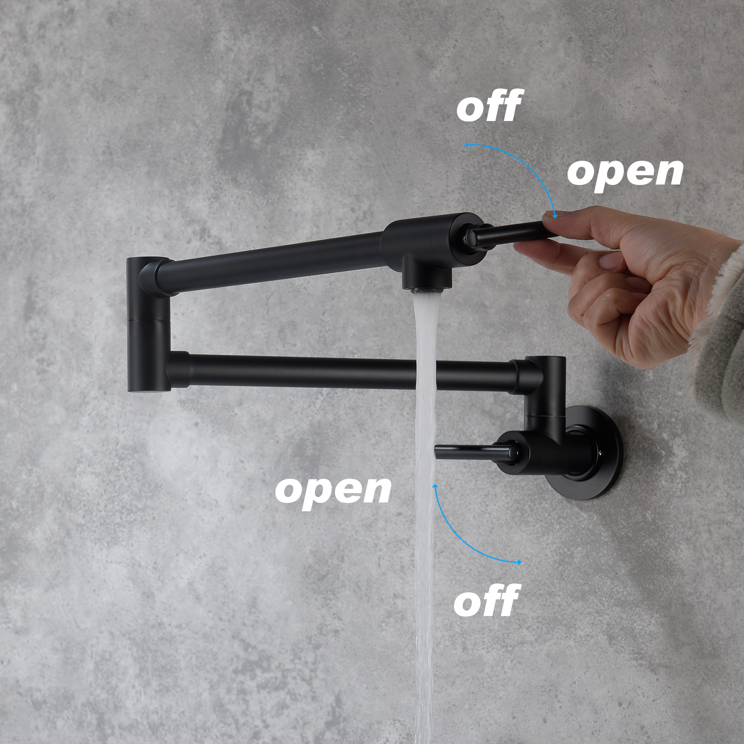 Pot Filler Faucet Wall Mount Matte Black