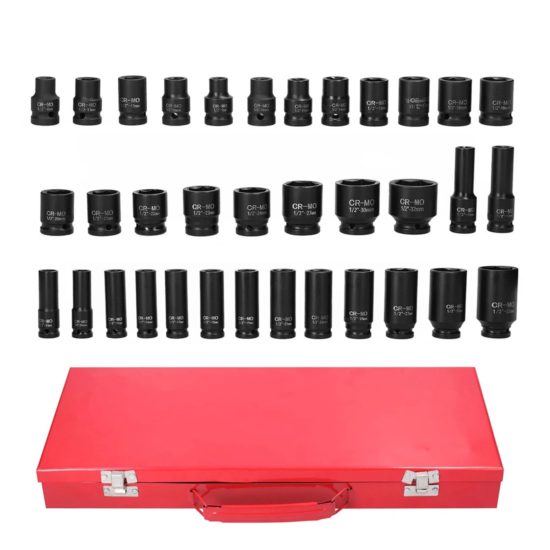 40 Piece Heavy Duty Car Truck Deep Impact Socket Set 1-2 Drive 8- 32mm Metric — image 12