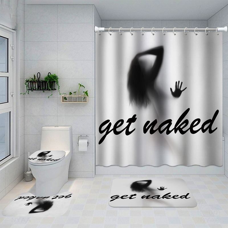 Shower Curtain 4-piece Set, Shower Curtain, Mat 3-piece Set 3