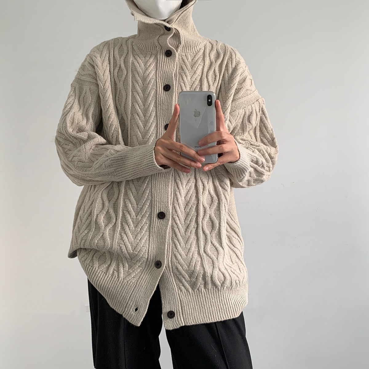 Korean Vintage Twist Lapel Knit