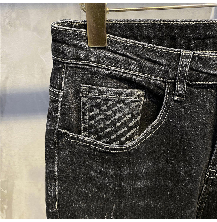 Pocket Print Jeans Korean Style Casual All-match Pencil Pants Men's Long
