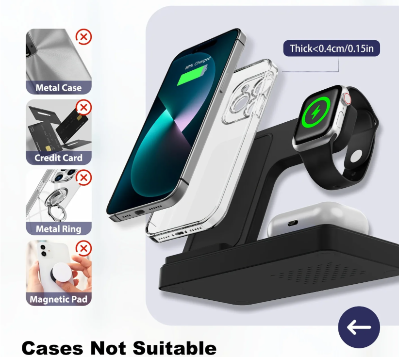 3 In 1 Magnetic Wireless Charger Stand 15W Fast Charging Dock Station Multiple Devices thumbnail 7