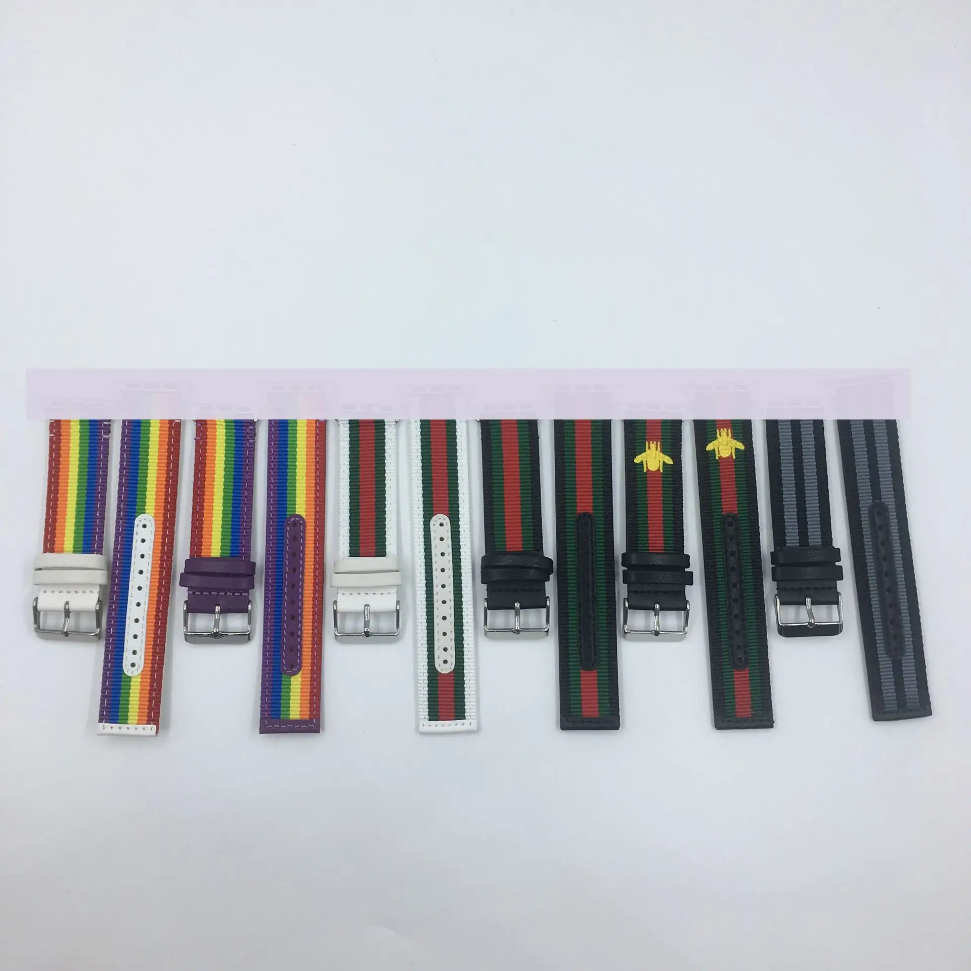 Smart Watch With Leather Striped Nylon Strap