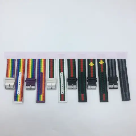 Smart Watch with Leather Striped Nylon Strap