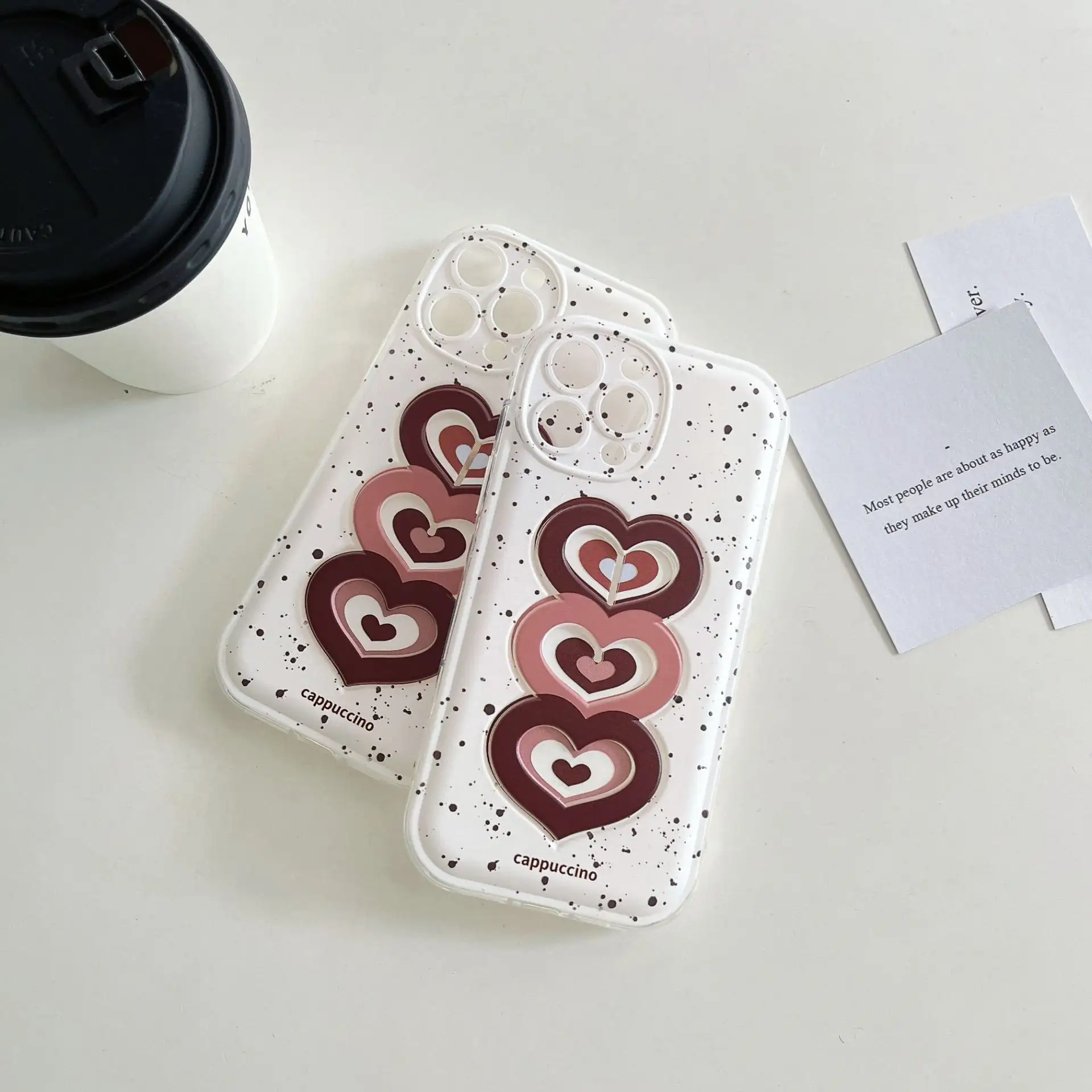 Japanese And Korean Black And White Splash-ink Love Wrist Strap Mobile Phone Case