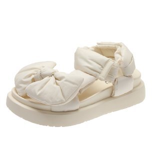 Title 3, Platform Open Toe Velcro Bow Roman Shoes