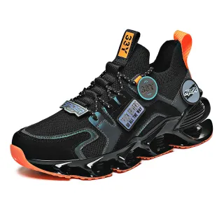 Hollow Blade Shock Absorption Sports Shoes Summer Breathable Flying Woven Casual Shoes - Black