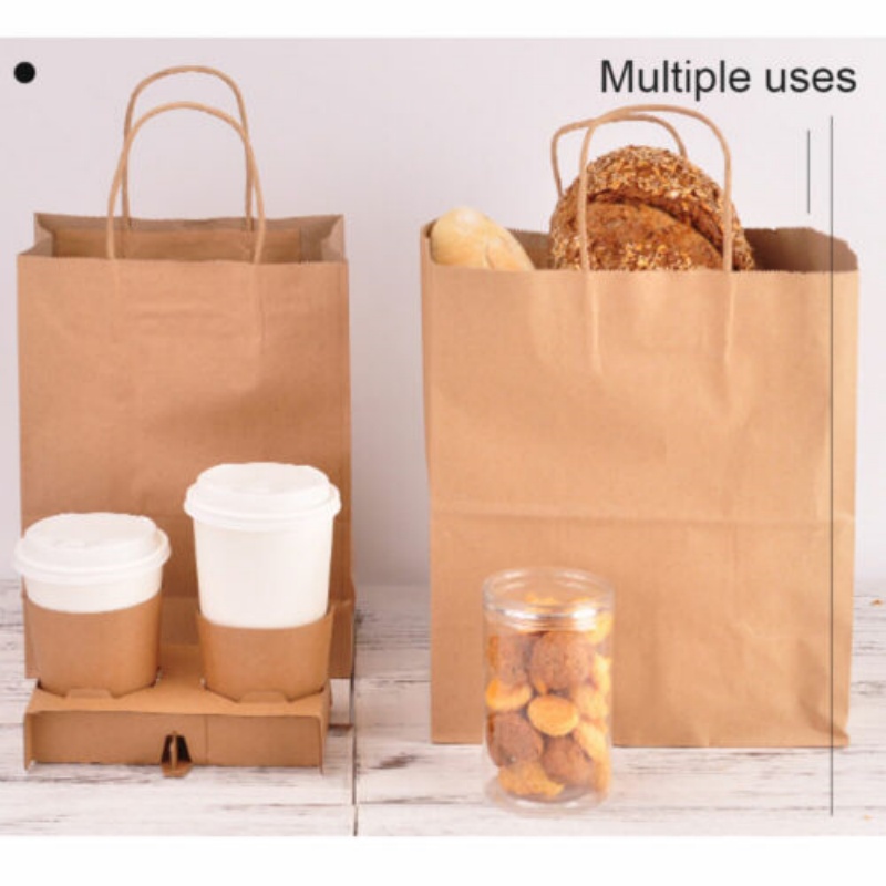 Kraft Paper Bags 50 X Bulk Gift Shopping Carry Craft Brown Bag With Handles AU
