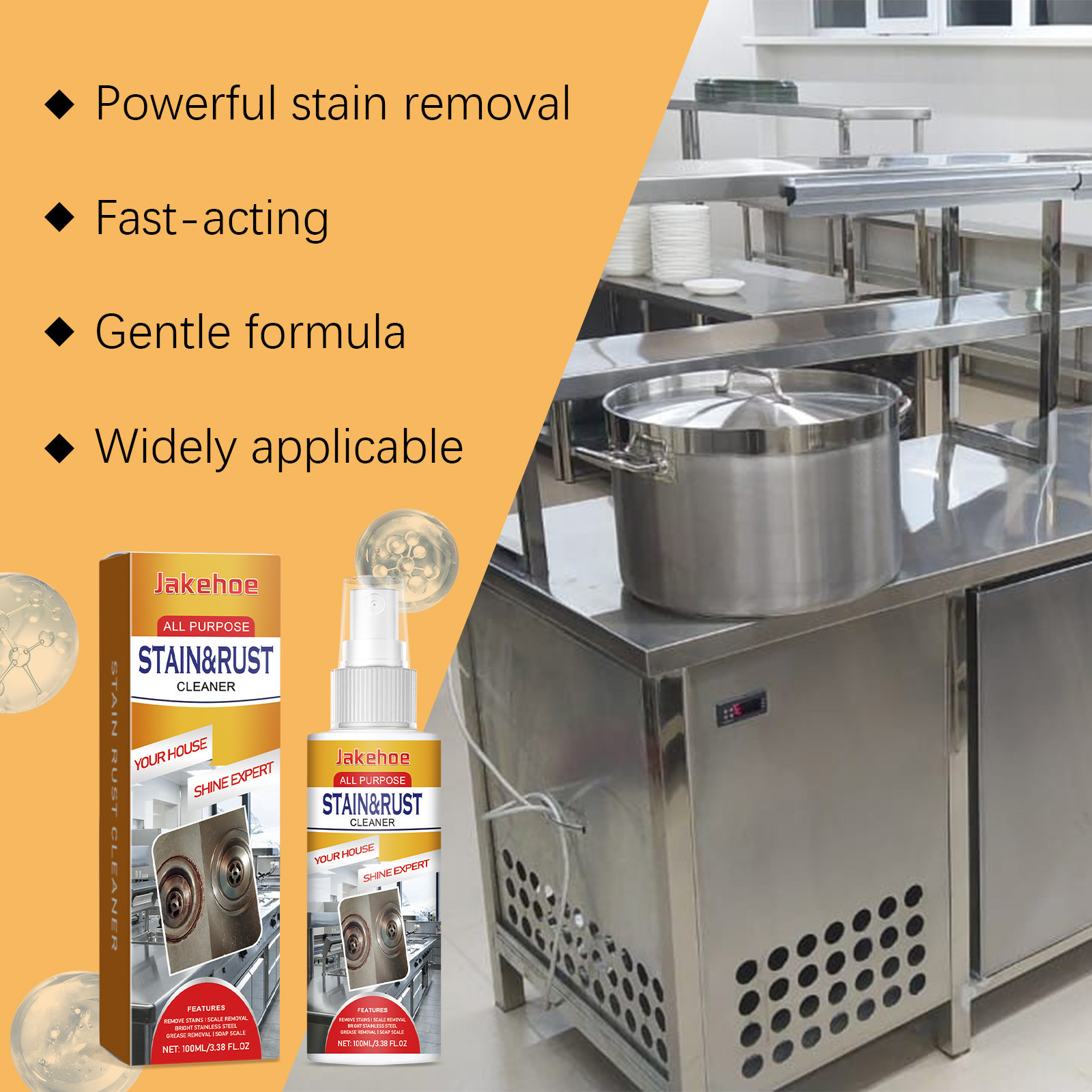 Jakehoe Multi-Purpose Stain Cleaner, Deep Cleaning For Households, Degreasing And Stain Removal, Kitchen And Bathroom Cleaner 3
