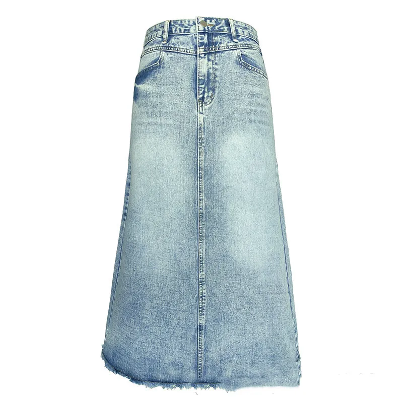 Retro Denim Half Skirt Women A Word High Waist Skinny - Blue