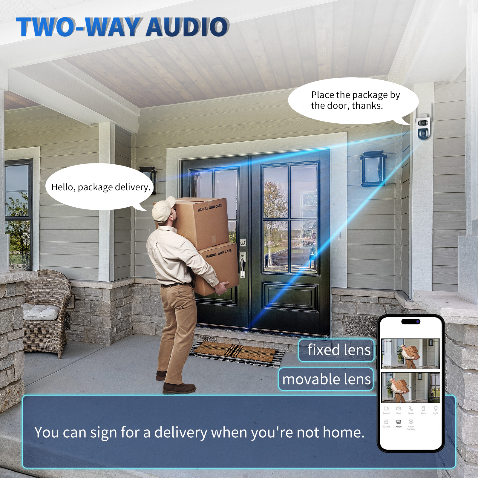 Dual-Lens Gun & Ball Linkage Security Camera, 1080P HD Night Vision WiFi Remote PTZ, Dual-Screen Home & Shop Yard Surveillance Equipment