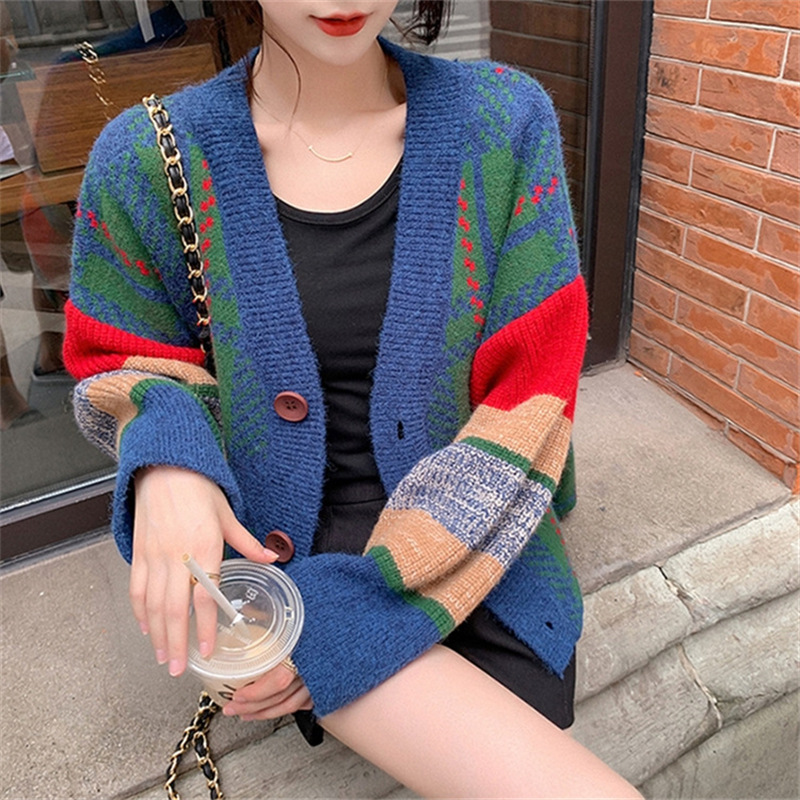 Outer Wear Lazy Style Knitted Cardigan Women's Sweater