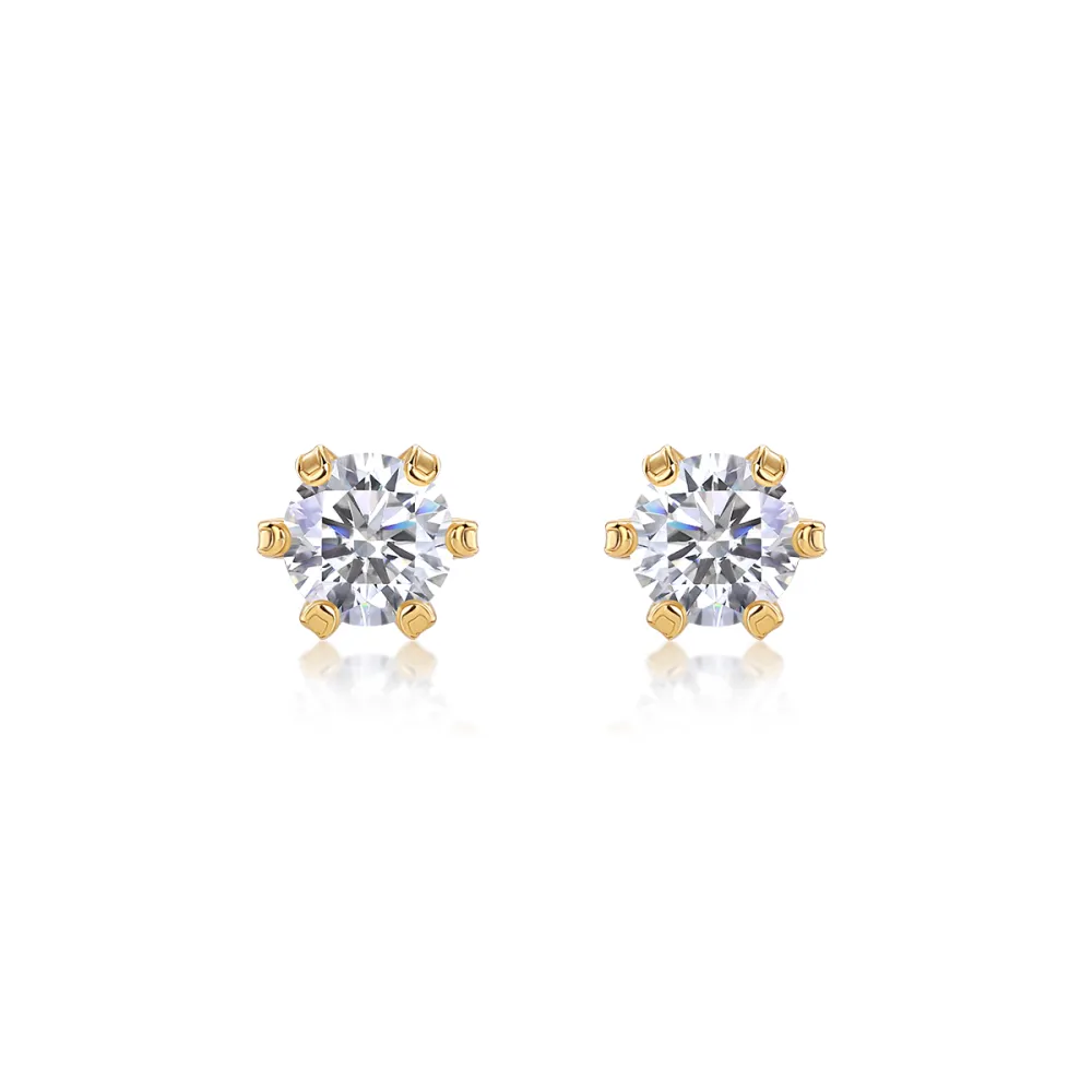 A Luxurious And Fashionable Minimalist Jewelry Earring Set Featuring Top-quality Moissanite Stones, Made Of S925 Silver Electroplated With Gold.