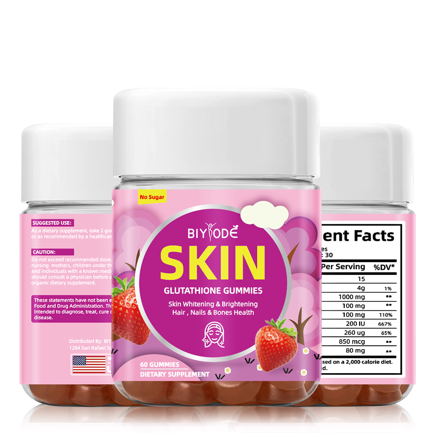 Private Label Healthcare Multivitamin Supplement Skin Whitening Gummies Collagen Glutathione Gummies Support Antioxidants Customized - Shop at LoveMi