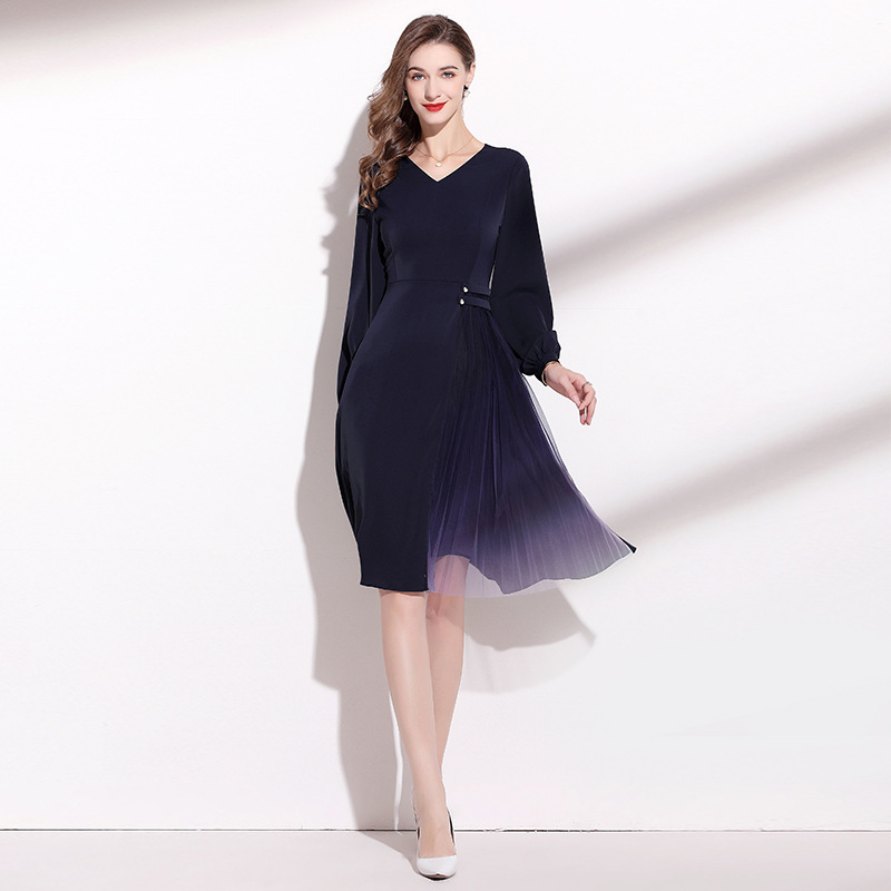 Satin V-Neck A-Line Dress, picture 4 of 5