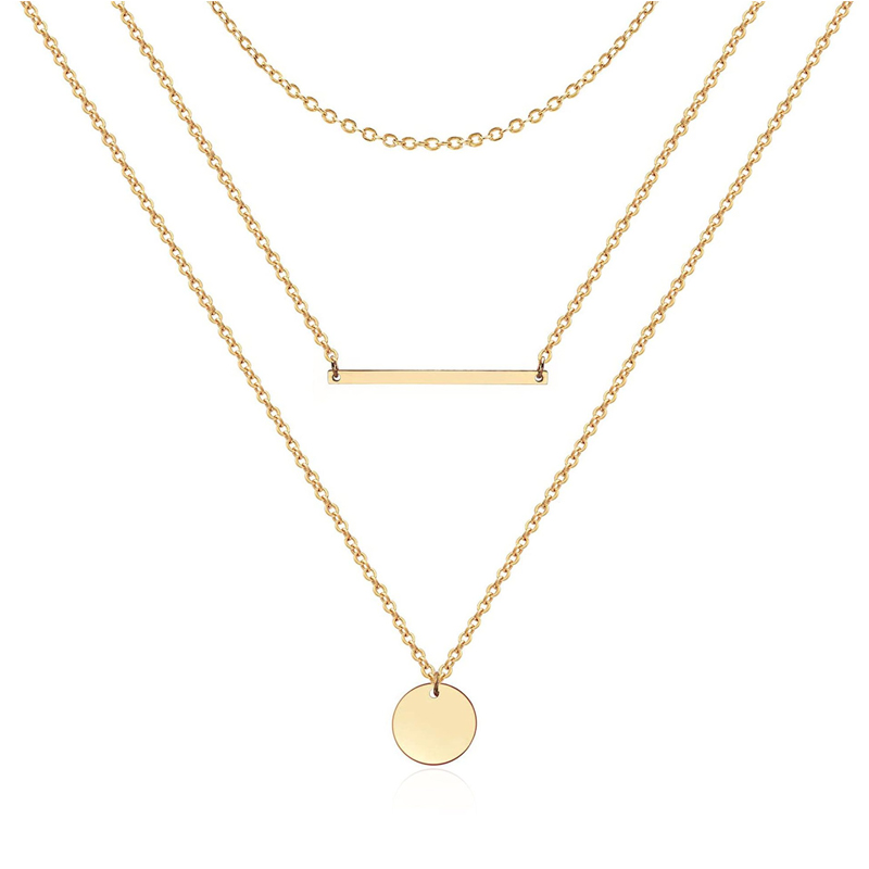 14K Gold Plated Layered Choker Necklace – Trendy Minimalist Women’s Jewelry for