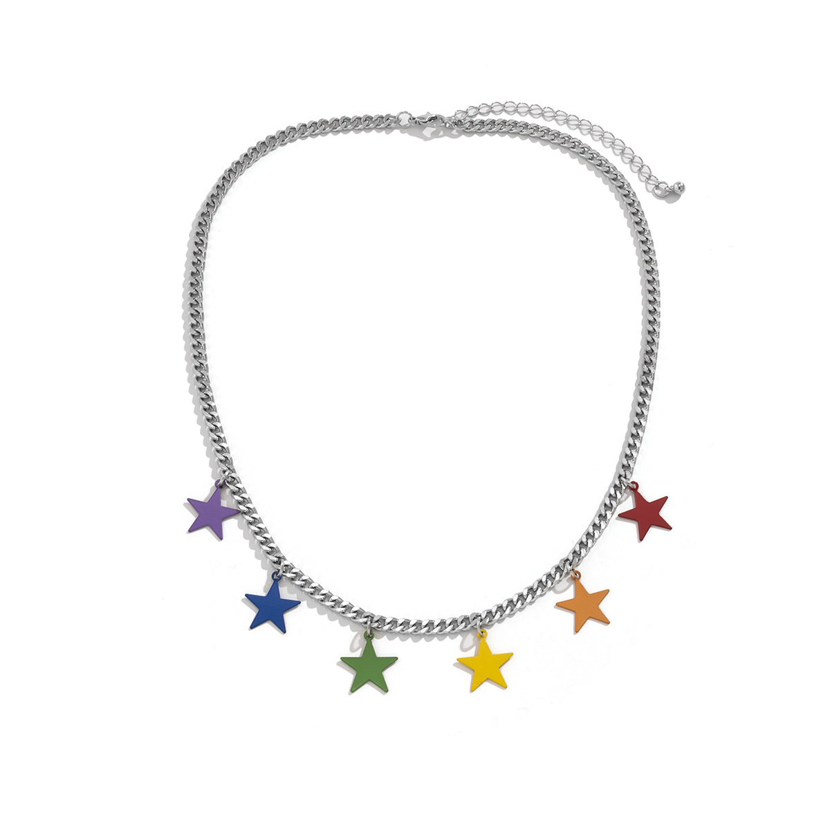 Colorful Pentagram Pendant Collar Chain