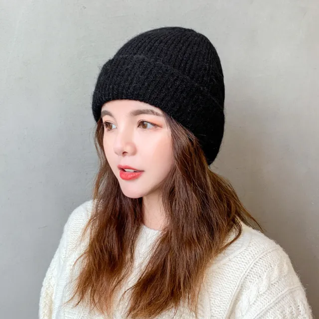 Women's Warm All match Ear Protection Wool Hat Black - Shop at LoveMi