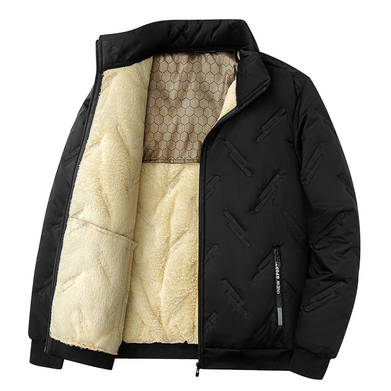 Cotton Coat Winter Warm Thickened Fleece Jacket Fashion Casual Mens Clothing - Picture 7 of 8