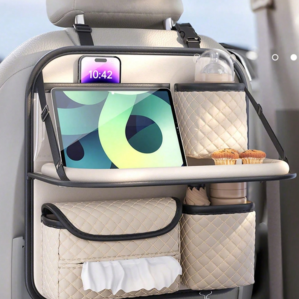 Car Organiser Bag Multi Pocket Black Leather  Holder Back Seat Storage Tidy