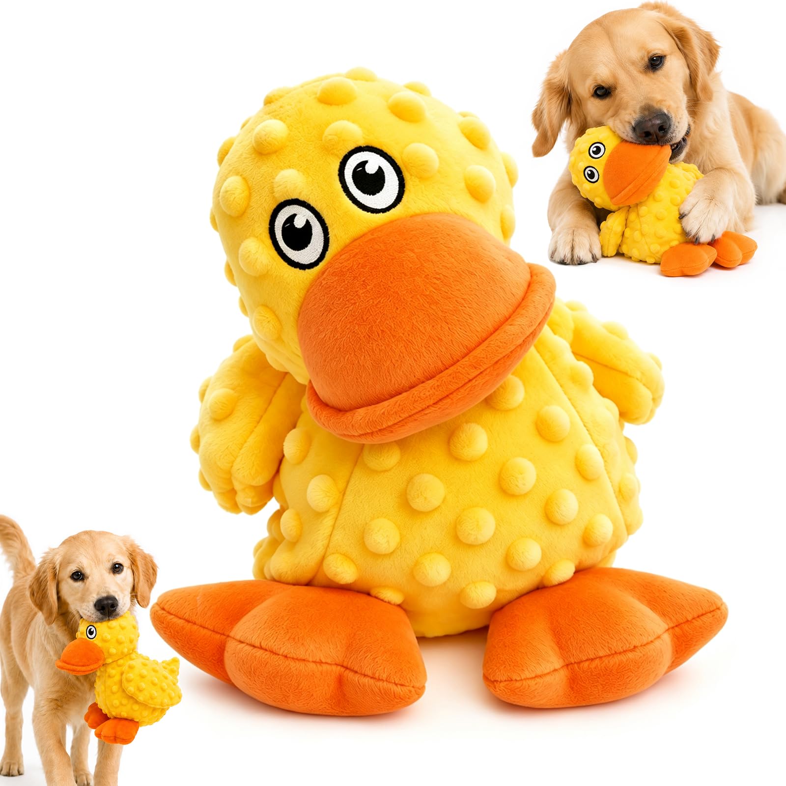 Durable Squeaky Plush Dog Toy, Chew Guard Stuffed Chew Toys For Aggressive Chewers, No Stuffing Soft Puppy Toy