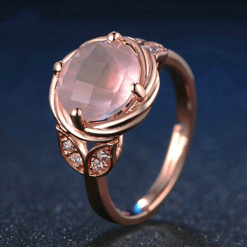 925 Sterling Silver Natural Color Treasure Crystal Flower Female Ring