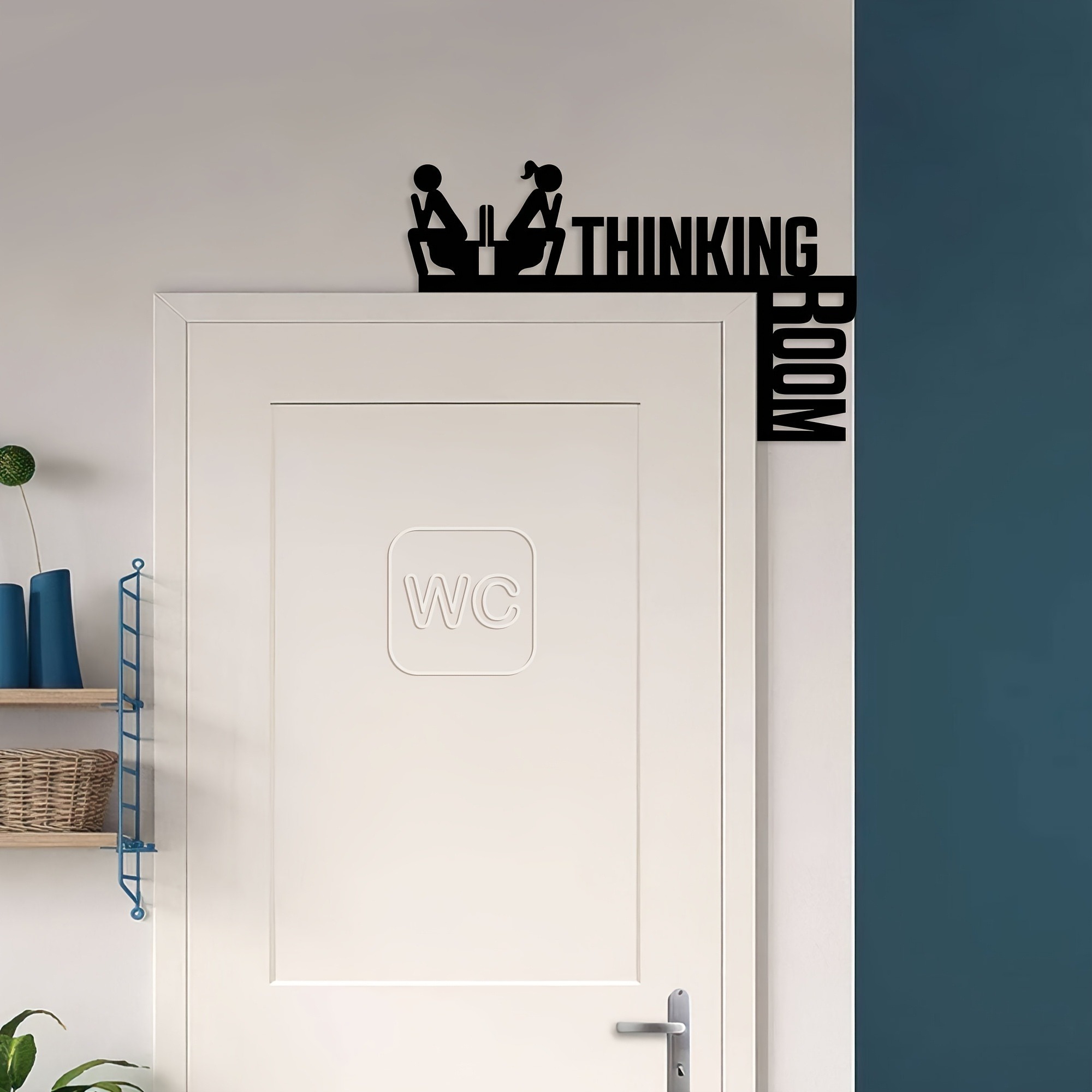 Room For Thinking Funny Bathroom Sign - Humorous Metal Toilet Door Decor — foto 3