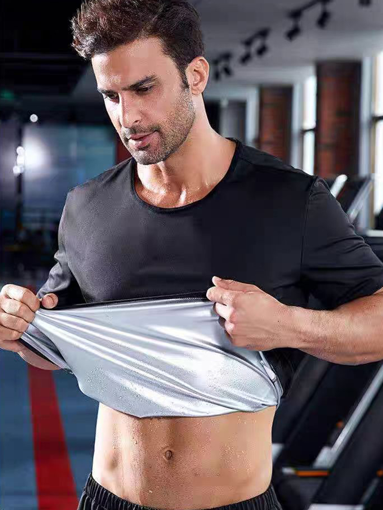 Sauna Shirt For Men Heat Trapping Sweat T-shirt Sauna Suit For Men Compression Workout Sweat Suit For Gym Workouts 3
