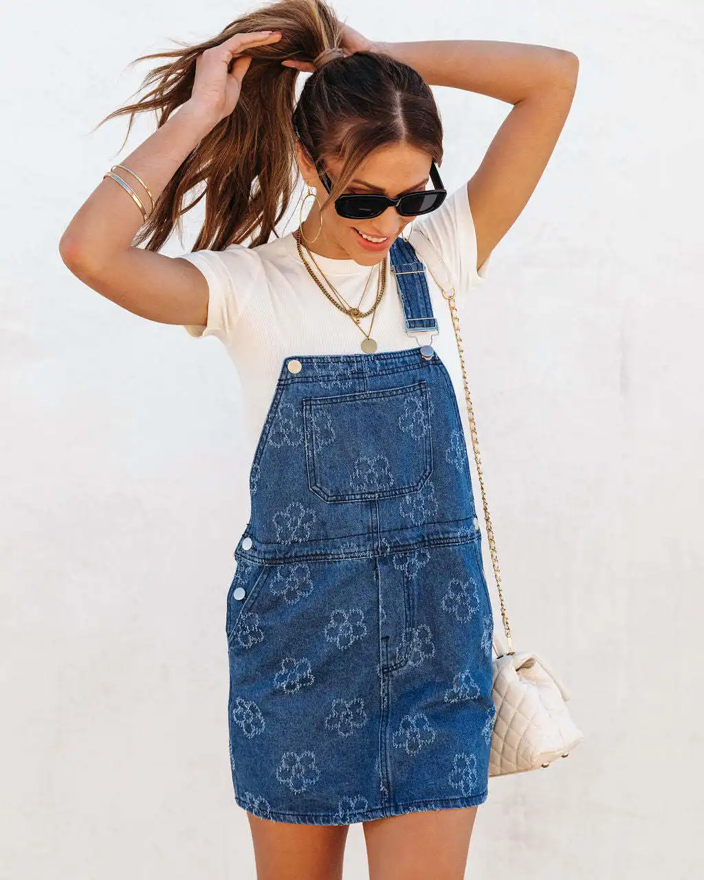 European And American Spring And Summer New Washed Fashion Casual High Waist Print Denim Skirt
