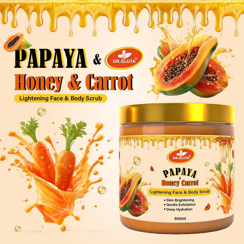 Papaya & Carrot Body Scrub Lightening Face Skin Care Whitening Anti-aging 500ml