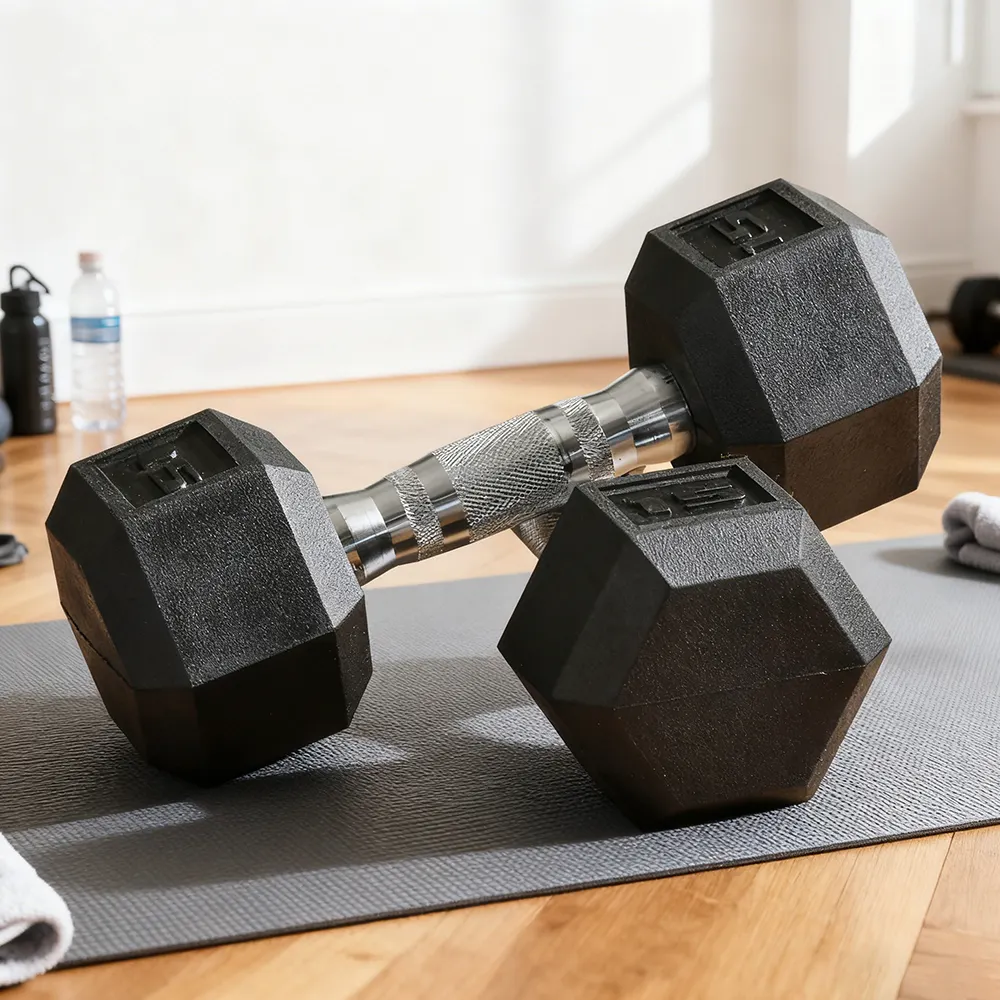 Hex Dumbbell Set Of 2, Rubber Weights
