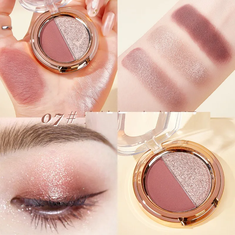 Matte Tangerine Gold Glitter Duo Eyeshadow Palette - Coffee