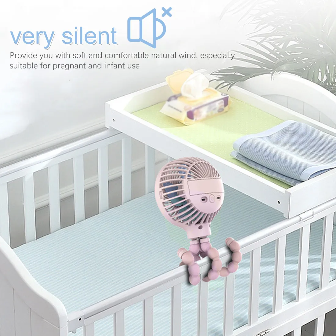 Octopus Deformed Folding Fan New USB Charging Mini Handheld Stroller Bed Small Fan Portable – image 4