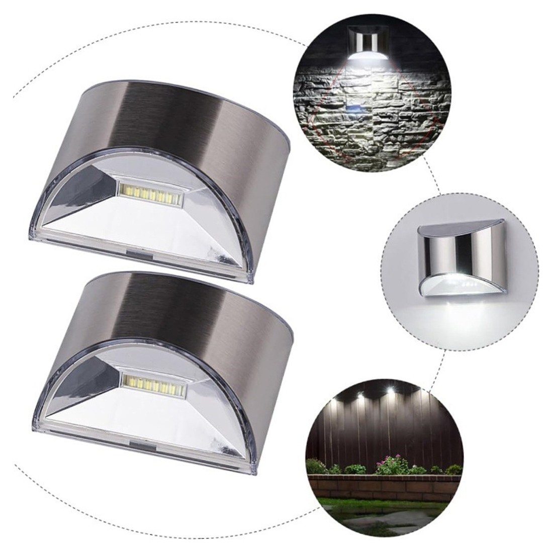 4PCS Super Bright Solar Powered Door Fence Wall Lights LED Outdoor Garden Lamp