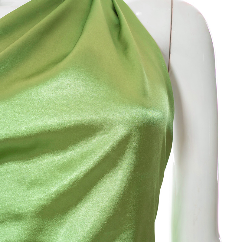 Solid Color Casual Backless Scarf Sleeveless Slim Short Dress